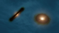 Телескоп ALMA обнаружил двойную звезду с причудливой структурой протопланетных дисков