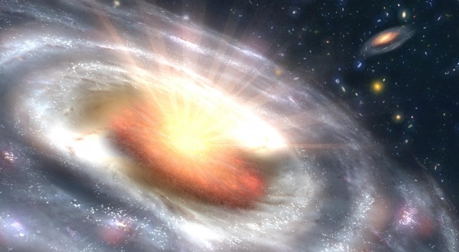 Яркий квазар скрывал сотни галактик