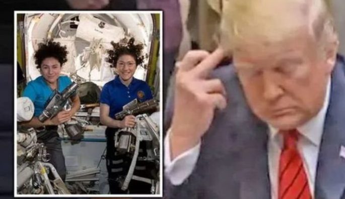 Дональд Трамп показал непристойный жест женщине-астронавту