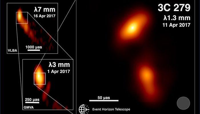 Астрономы только что получили снимок струи, извергаемой черной дырой