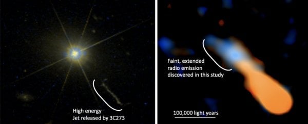 Вокруг самого яркого из когда-либо обнаруженных квазаров обнаружены загадочные радиоструктуры