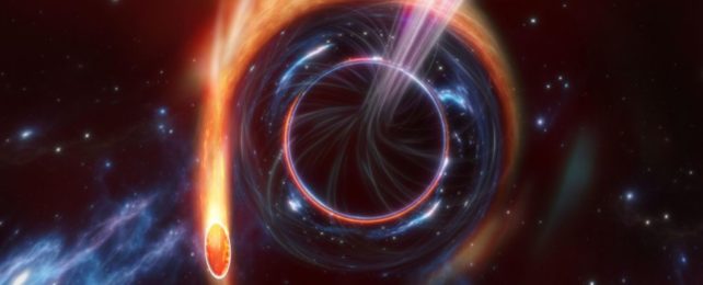 Астрономы видят последний крик звезды в черную дыру на полпути через Вселенную