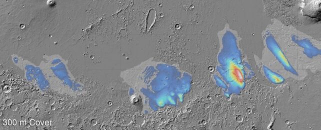На Марсе, скрывающемся под экватором, обнаружено огромное количество водяного льда