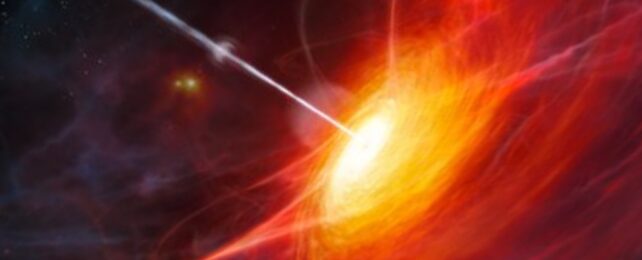 Пылающий поток уменьшает массу самого яркого квазара Вселенной в 10 раз