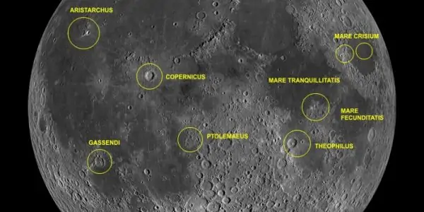 Карта некоторых известных «горячих точек» на Луне. (На самом деле, их гораздо больше).